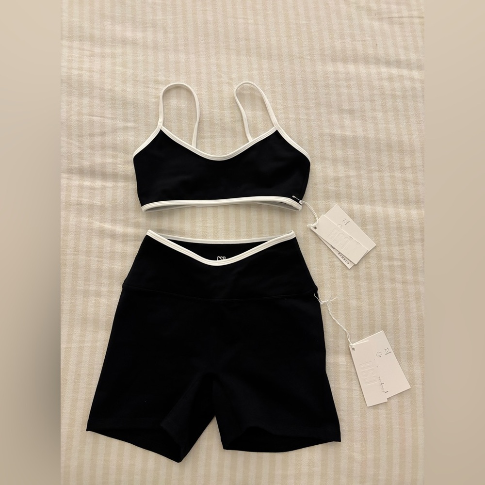 Women's black and white CSB workout set